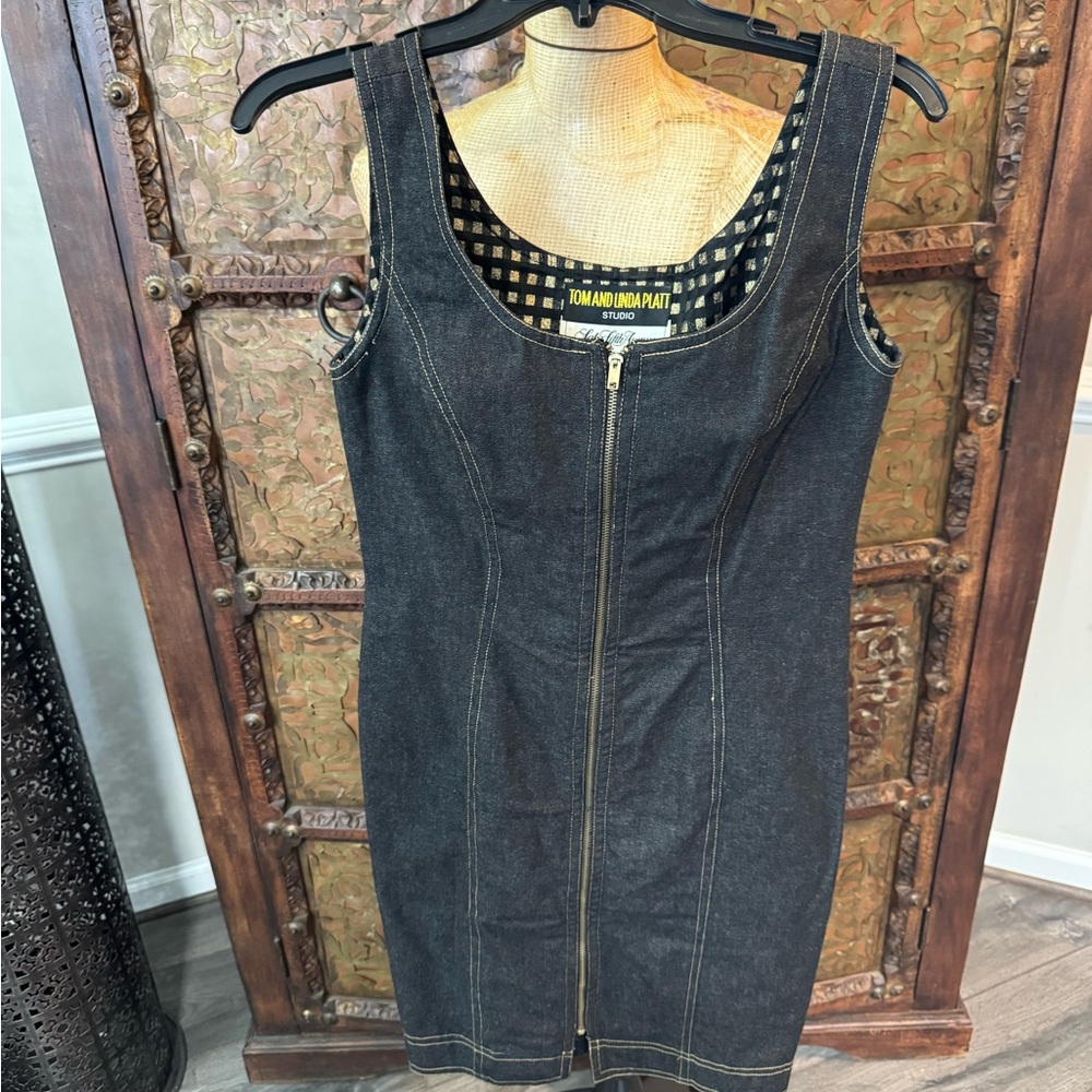 Tom‎ and Linda Platt Studio Black Denim Mini Dress 8